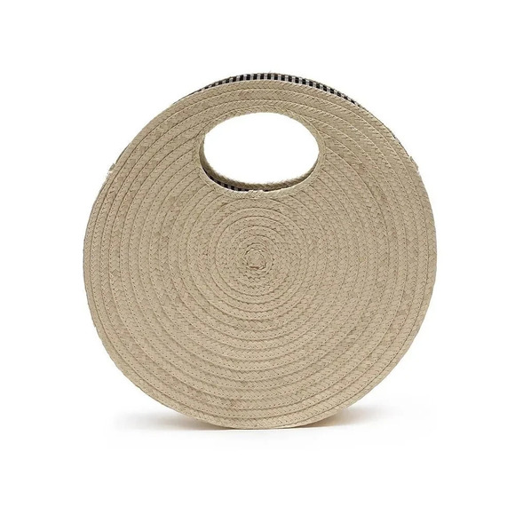 NWOT Handmade‎ Round Palm Leaf Straw Bag - Picture 3 of 3